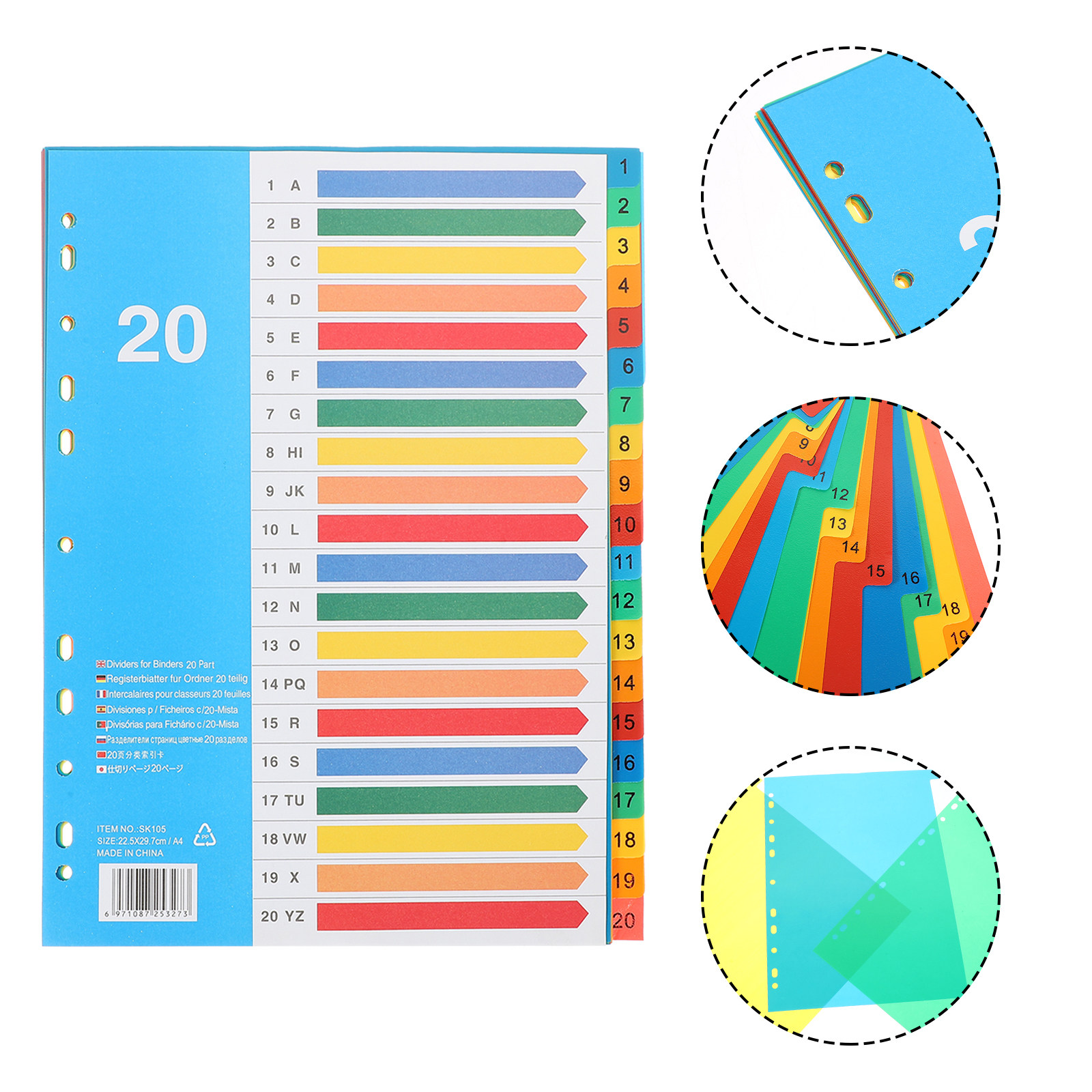 Tab Divider A4 - 5 Divisores de Plástico Coloridos para